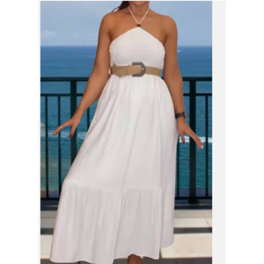 NWOT Zara White Cut Out Tiered Maxi Sundress